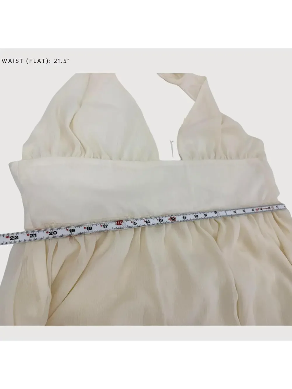 Peppermayo Chiffon Maxi Dress Cream Plunge Halter 18 - Picture 8 of 8